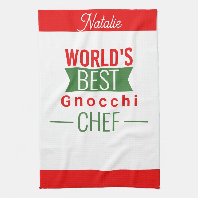 World's Best Gnocchi  Chef   -  personalised  Tea Towel (Vertical)