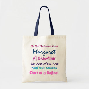 World's Best Godmother Blue Pink Purple Tote Bag