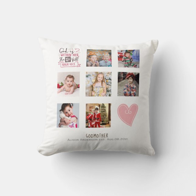 Worlds Best Godmother Cute Photo Collage Throw Pil Cushion (Front)