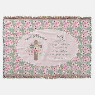 World's Best GODMOTHER POEM - Floral Cross Throw Blanket