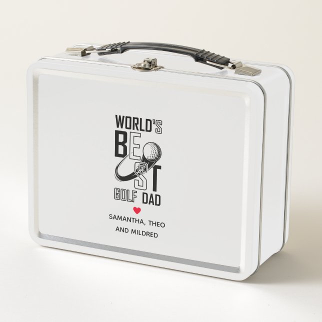 World's Best Golf  Dad | Black and White Dad Gift Metal Lunch Box (Front)