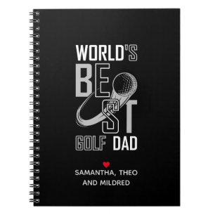 World's Best Golf  Dad   Black and White Dad Gift Notebook