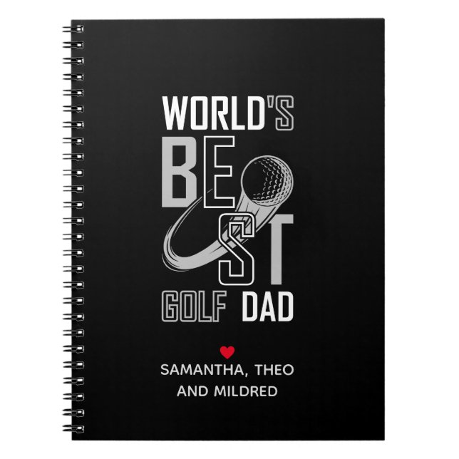 World's Best Golf  Dad | Black and White Dad Gift Notebook (Front)