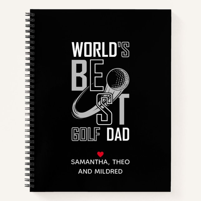 World's Best Golf  Dad | Black and White Dad Gift Notebook (Front)