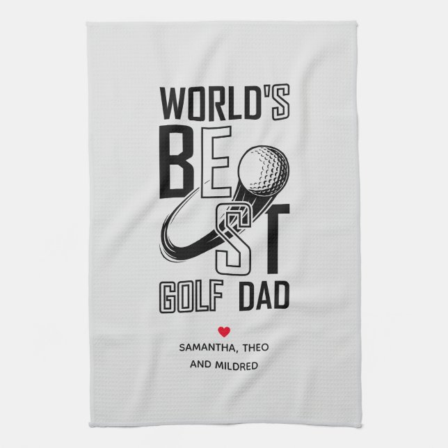 World's Best Golf Dad – Funny & Thoughtful Gift Tea Towel (Vertical)