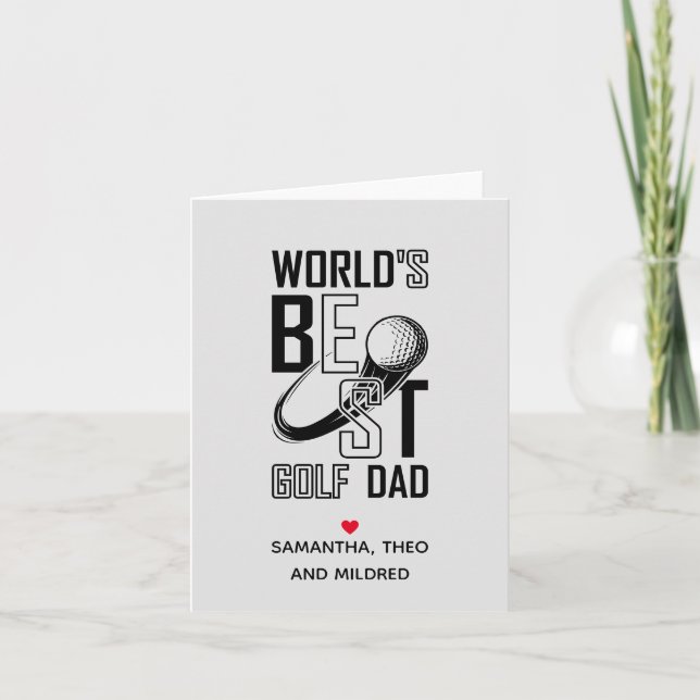World's Best Golf  Dad | White Dad Gifts Note Card (Front)