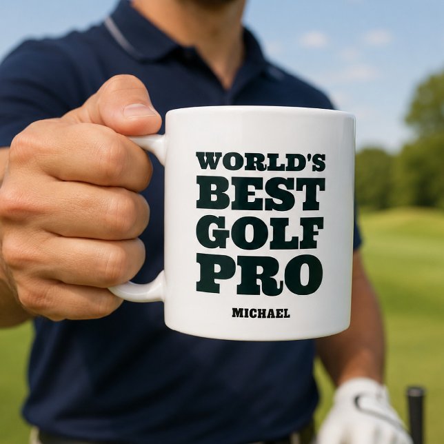 World's Best Golf Pro Custom Name Coffee Mug (Creator Uploaded)