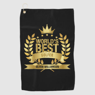 World's Best Golfer Black And Gold 5 Star Golf Towel