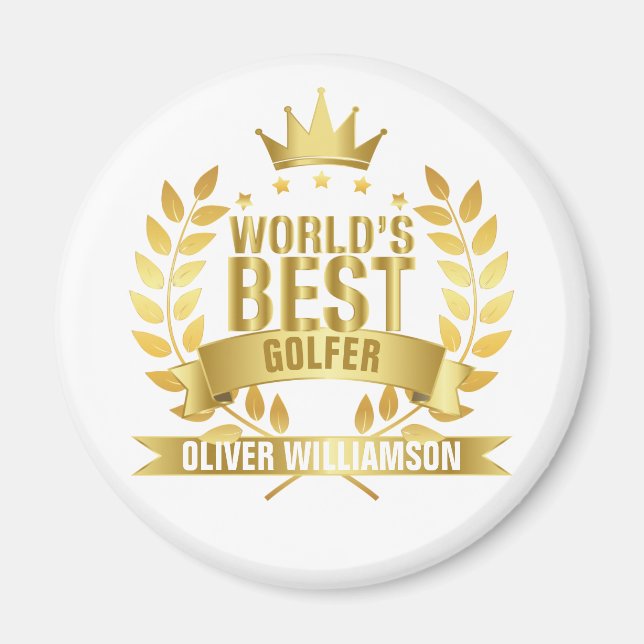 World's Best Golfer Gold 5 Star Magnet (Front)