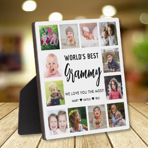 Worlds Best Grammy 12 Photo Collage Grandkids   Plaque