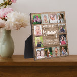 World's Best Grammy 12 Photo Collage Grandkids  Plaque<br><div class="desc">Create your own photo collage  plaque  with 12 of your favourite pictures on a wood texture background .Personalise with grandkids photos . Makes a treasured keepsake gift for grandma for birthday, mother's day, grandparents day, etc</div>