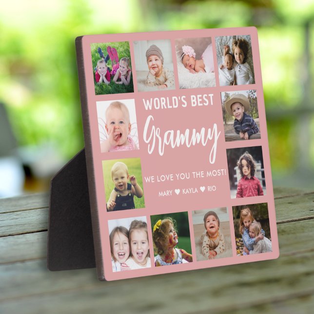 World's Best Grammy Grandkids 12 Photo Pink  Plaque (World's Best Grammy Grandkids 12 Photo Pink Plaque
)