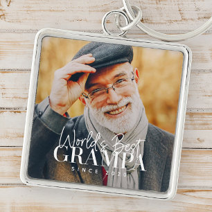 World's Best Grampa Since 20XX Modern Chic Photo Key Ring
