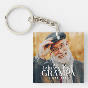 World's Best Grampa Since 20XX Modern Chic Photo Key Ring