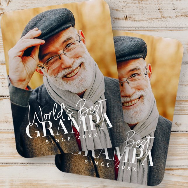 World's Best Grampa Since 20XX Modern Chic Photo Magnet (Creator Uploaded)