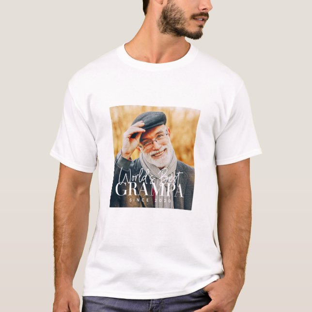 World's Best Grampa Since 20XX Modern Chic Photo T-Shirt (Front)