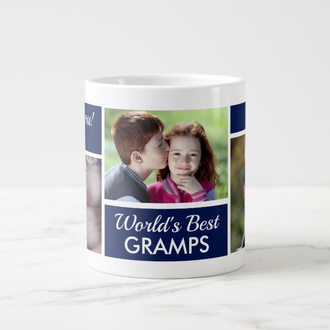 World's Best Gramps Photo Collage Giant Coffee Mug (Front)
