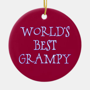 World's Best Grampy Dark Red Ceramic Tree Decoration