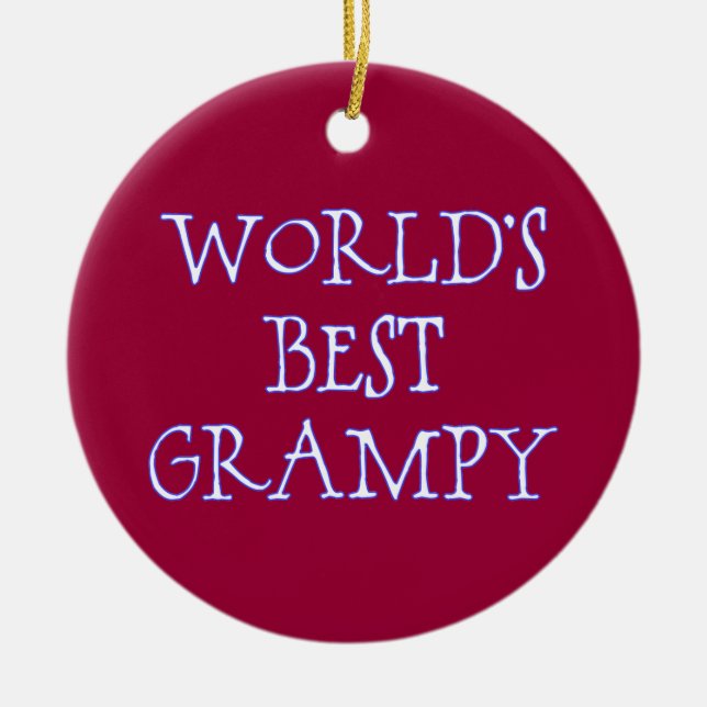 World's Best Grampy Dark Red Ceramic Tree Decoration (Front)