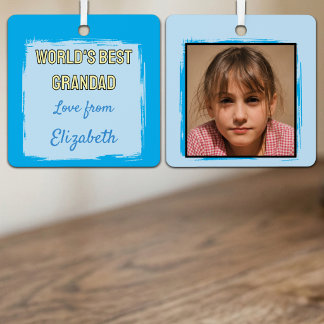 World's Best Grandad 1 photo blue Metal Tree Decoration