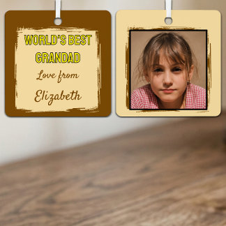 World's Best Grandad 1 photo brown Metal Tree Decoration