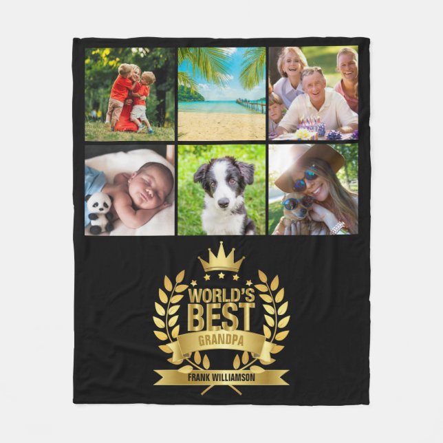 World's Best Grandad Grandpa Grandfather Photo Fleece Blanket (Front)