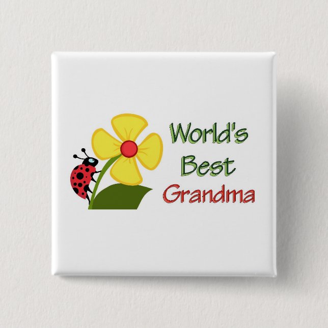 World's Best Grandma 15 Cm Square Badge (Front)