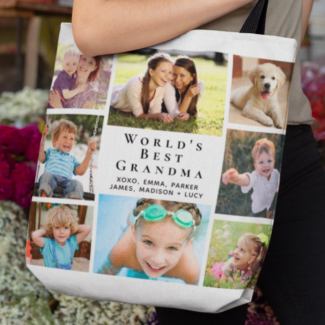 World's Best Grandma 8 Photo Collage Tote Bag (Creator Uploaded)