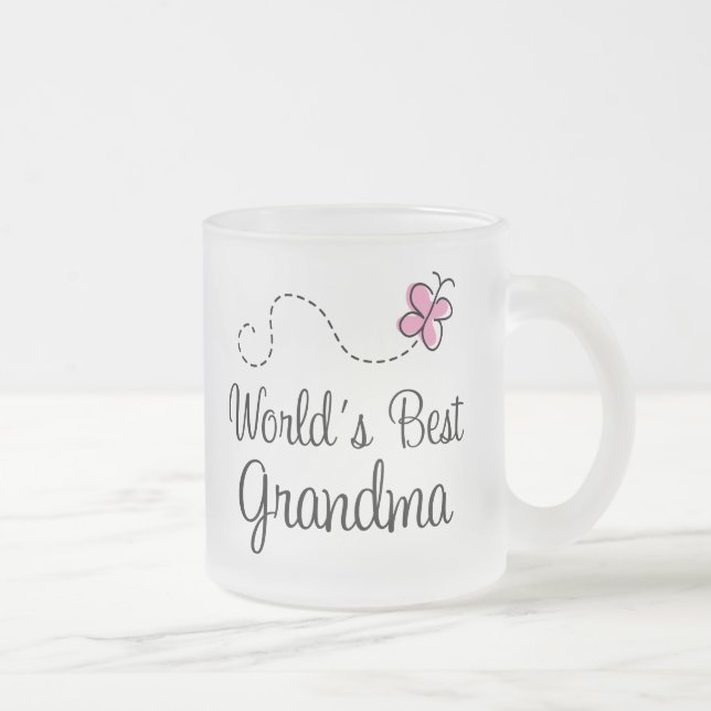 World's Best Grandma Butterfly Gift Frosted Glass Coffee Mug (Right)