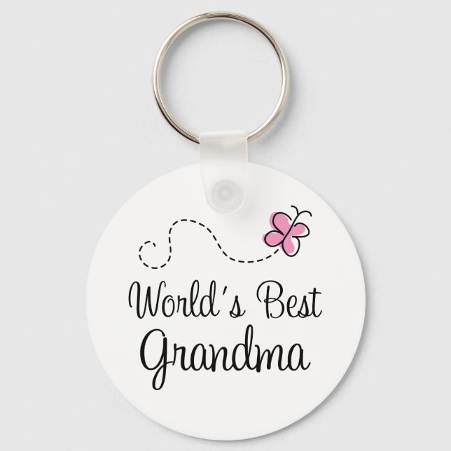 World's Best Grandma Butterfly Gift Key Ring (Front)