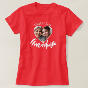 World's Best Grandma Custom Heart Photo T-Shirt