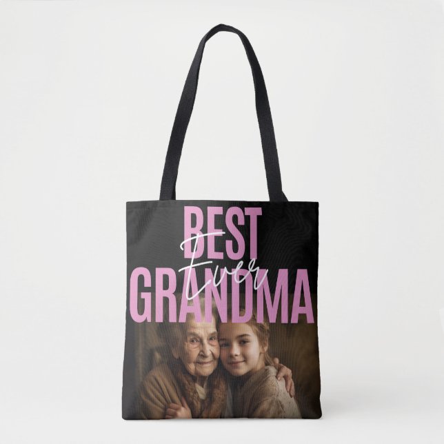 World's Best Grandma Custom Photo Gift Tote Bag (Front)