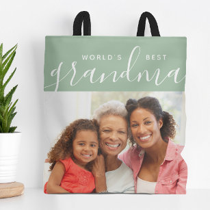 World's Best Grandma Custom Photo Gift Tote Bag