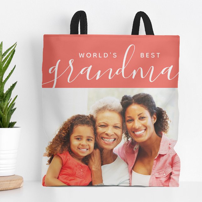 World's Best Grandma Custom Photo Gift Tote Bag (Creator Uploaded)