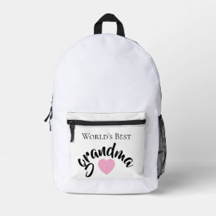 Worlds Best Grandma Cute Heart White Elegant Printed Backpack