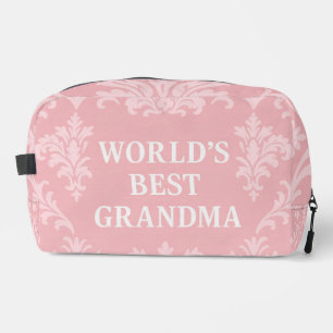 World's Best Grandma Elegant Soft Pink White Dopp Kit