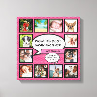 Worlds Best Grandma Fun Pink Photo Collage