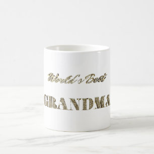 World's Best Grandma Gold Sparkles Typography Coffee Mug