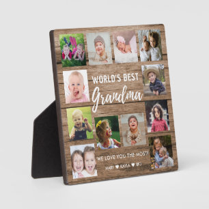 World's Best Grandma Grandkids 12 Photo Collage  Plaque
