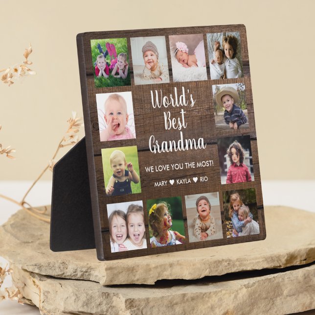 World's Best Grandma Grandkids 12 Photo Wood Plaque (Creator Uploaded)