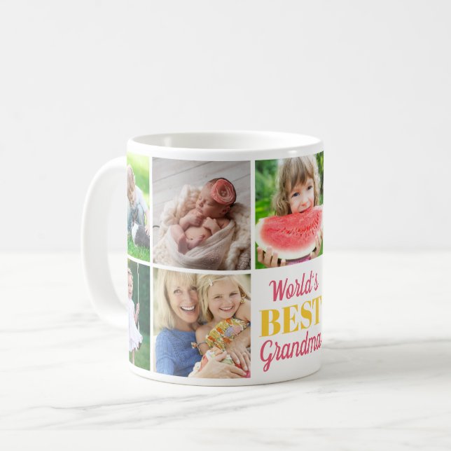 World's Best Grandma Grandkids 9 Photo Collage Coffee Mug (Front Left)