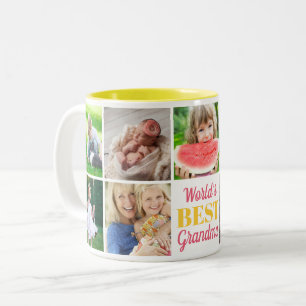 World's Best Grandma Grandkids 9 Photo Collage Two-Tone Coffee Mug