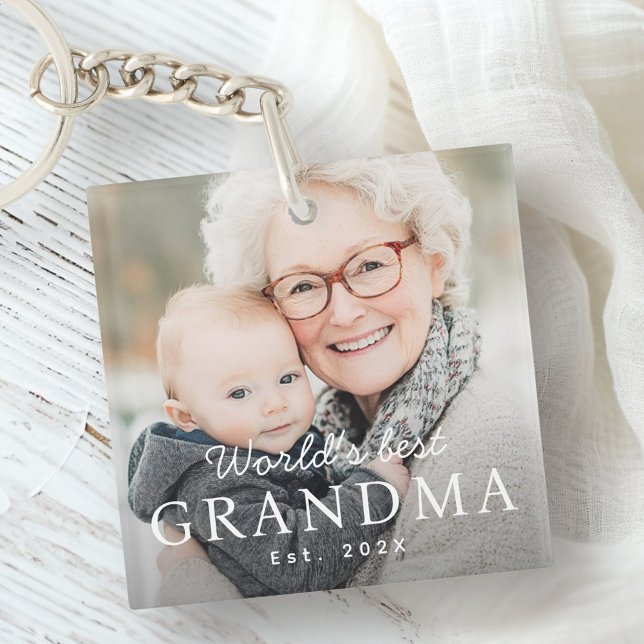 World's best grandma grandmother est year photo key ring (World's best grandma grandmother est year photo keychain)