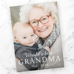 World's best grandma grandmother est year photo magnet<br><div class="desc">Vertical fridge magnet featuring your custom photo and the text "World's best grandma" with custom year or other text below.</div>