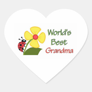 Worlds Best Grandma Heart Sticker