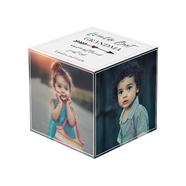 World's Best Grandma & Most Loved Photo Gift Cube (Front Angled)