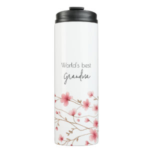World's Best Grandma - Pastel Floral Personalised  Thermal Tumbler