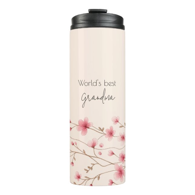 World's Best Grandma - Pastel Floral Personalised  Thermal Tumbler (Front)