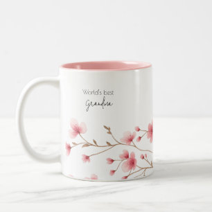 World's Best Grandma - Pastel Floral Personalised  Two-Tone Coffee Mug