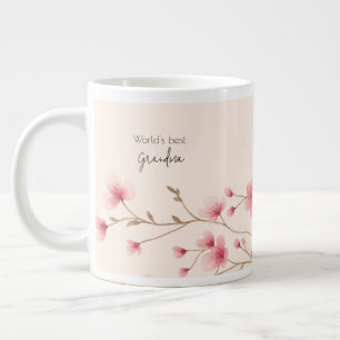 World's Best Grandma - Pastel Floral Personalized  Large Coffee Mug